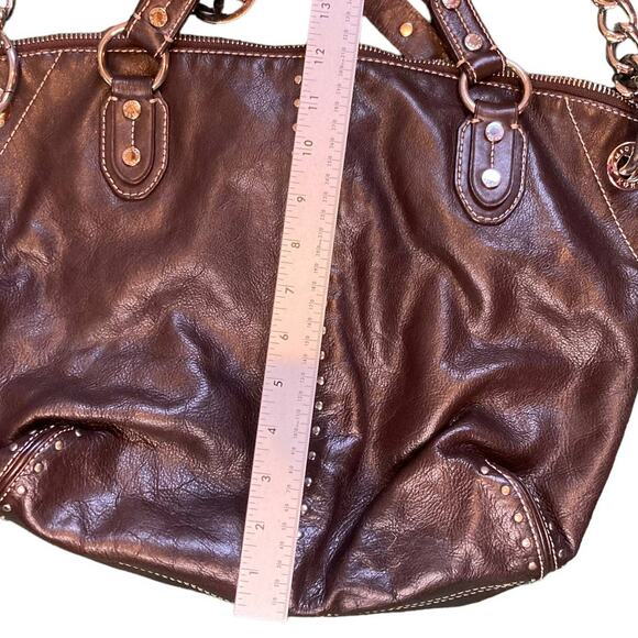 Michael Kors Uptown Astor Dark Brown Studded Leather Shoulder Handbag - Picture 12 of 12